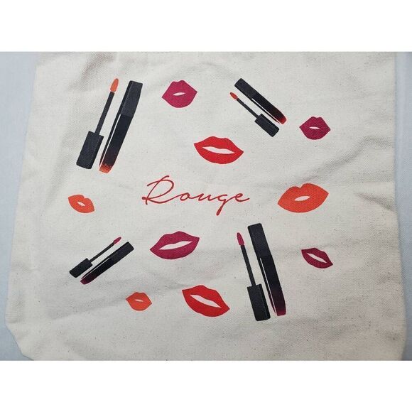 Lancome Rouge Makeup Lips Lipstick Graphic Canvas All Purpose Tote Bag - Picture 2 of 4